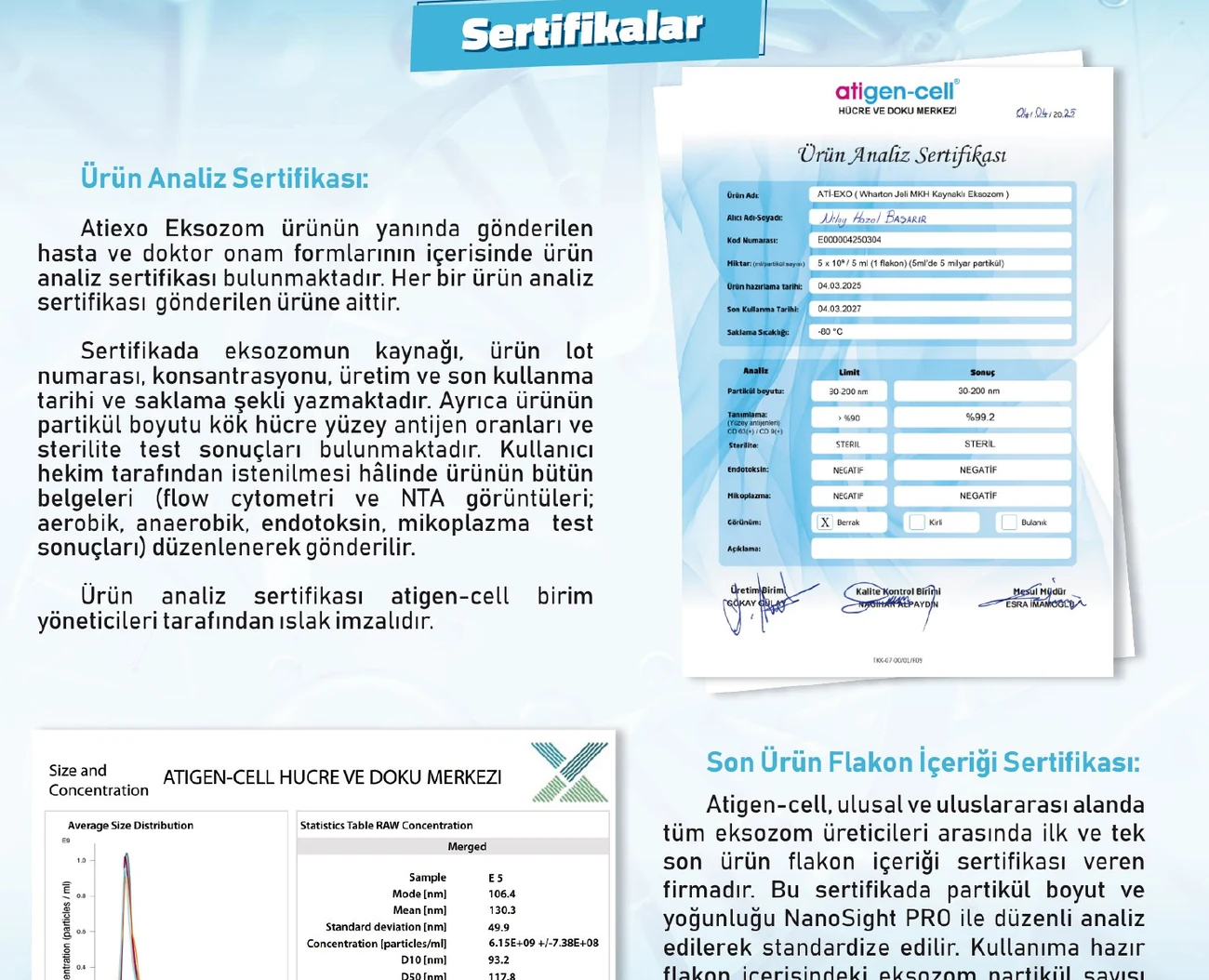 Ürün analiz sertifikası örnekleri